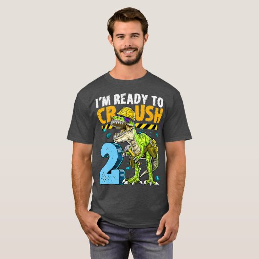 IM Klaar om 2 Dinosaurusconstructie 2e te verplett T-shirt (Voorkant volledig)