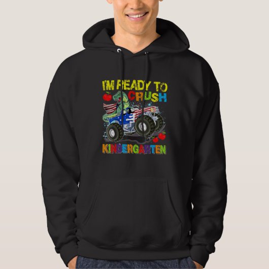 Im klaar om de kindergarten dinosaur monster tr te hoodie (Voorkant)