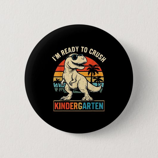 Im klaar om de kindergarten dinosaur terug te bren ronde button 5,7 cm (Voorkant)