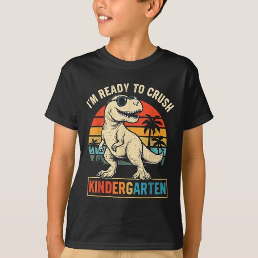 Im klaar om de kindergarten dinosaur terug te bren t-shirt (Voorkant)