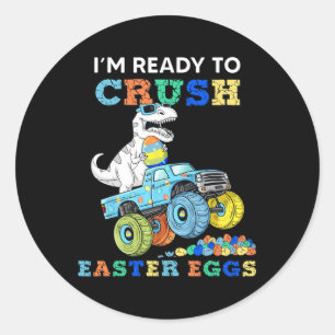 Im klaar om paaseienmonster te spuiten T rex Ronde Sticker