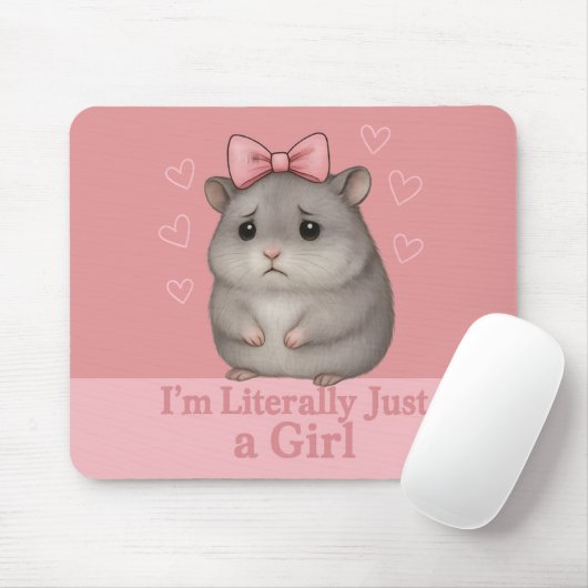 I'm Literally Just a Girl Sad Hamster Funny Girly Muismat (Met muis)