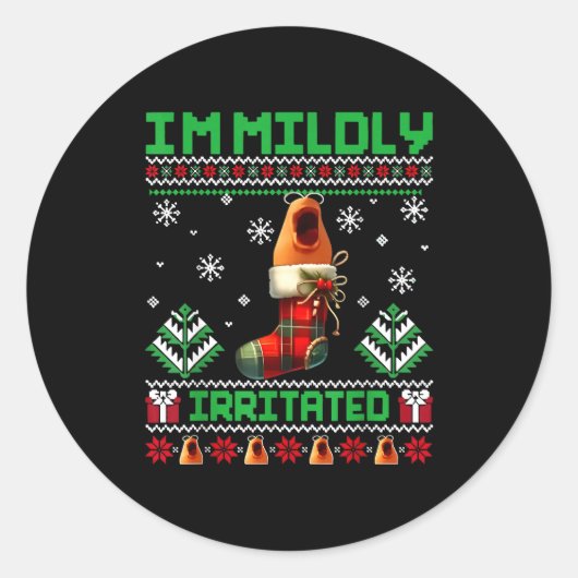 I'm Mildly Irritated Marcus The Worm Christmas Fun Ronde Sticker (Voorkant)