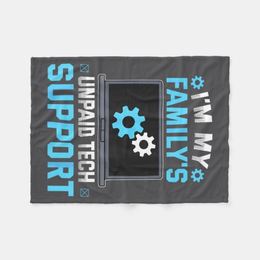 I'm My Family's Unpaid Tech Suprt Funny Computer E Fleece Deken (Voorkant (Horizontaal))