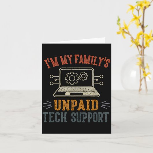 I'm My Family's Unpaid Tech Suprt Funny Computer  Kaart (Gele Bloem)