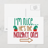 Im Nice Hes Naughty Elf Pet Briefkaart (Voorkant / Achterkant)