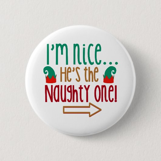 Im Nice Hes Naughty Elf Pet Ronde Button 5,7 Cm (Voorkant)