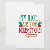 Im Nice Shes Naughty Elf Pet Briefpapier (Voorkant / Achterkant)