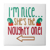 Im Nice Shes Naughty Elf Pet Tegeltje (Voorkant)