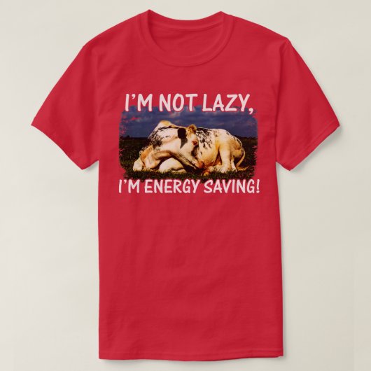 IM niet lui im energiebesparing luie Koe liefhebbe T-shirt (Design voorkant)