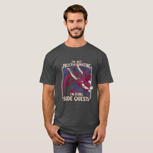 Im niet verlengend Dragon Side Quests T-Shirt (Voorkant volledig)