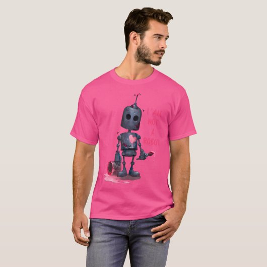 I'M Not A Robot Grey With Computer Internet T-shirt (Voorkant volledig)