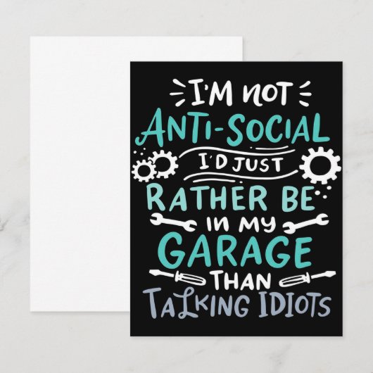 I'm Not Antisocial | Mechanic Canvas Kaart (Voorkant / Achterkant)