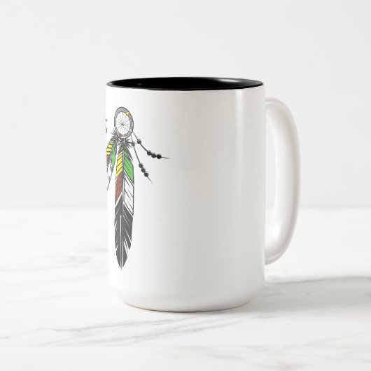 I'm Not As White As I Look Native American Tweekleurige Koffiemok (Voorkant rechts)