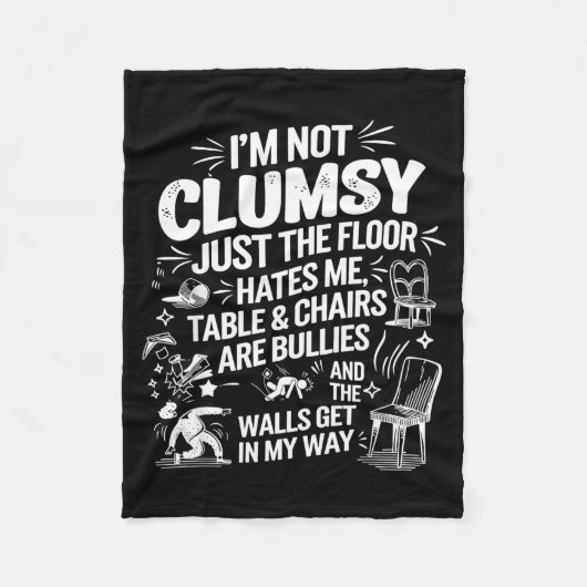 I'm Not Clumsy Funny Retro Saying Quote  Fleece Deken (Voorkant)