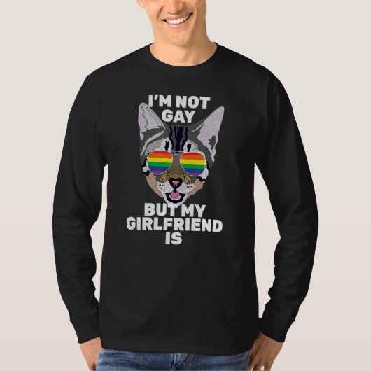 I'm Not Gay But My Girlfriend Is  Funny Cat Lesbia T-shirt (Voorkant)