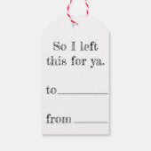 "I'm Not Here" WHIMSIGOTH label met kerstcadeaus Cadeaulabel (Achterkant)