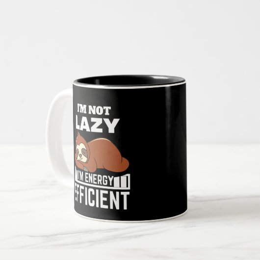 I'm Not Lazy I'm Energy Efficient Funny Sloth Tweekleurige Koffiemok (Voorkant links)