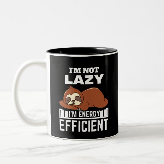 I'm Not Lazy I'm Energy Efficient Funny Sloth Tweekleurige Koffiemok (Links)