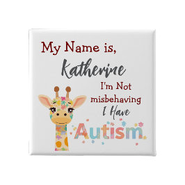 I'm not misbehaving I have Autism pin badge Vierkante Button 5,1 Cm