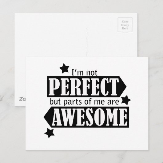 I'm Not Perfect but Awesome - Statement, Quotes Briefkaart (Voorkant / Achterkant)