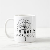 "I'm Not Perfect" Zwart-wit Bloemen Koffiemok (Links)