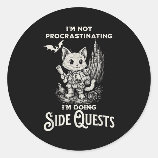 I'm Not Procrastinating I'm Doing Side Quests Rpg  Ronde Sticker (Voorkant)
