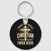 I'm Not That Perfect Christian Jesus Sleutelhanger (Voorkant)