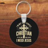 I'm Not That Perfect Christian Jesus Sleutelhanger (Voorkant)