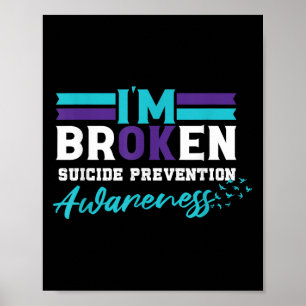 IM OK Gebroken _ Zelfmoordpreventie Bewustzijn Poster