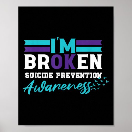 IM OK Gebroken _ Zelfmoordpreventie Bewustzijn Poster (Voorkant)