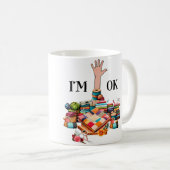 I'M Ok Sewing Quilting For Women Knitting Quilters Koffiemok (Voorkant rechts)