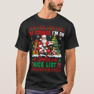 I'm On Santa's Xmas Nice List Santa Rottweiler T-shirt