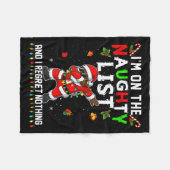 I'm On The Naughty List Christmas Santa Claus Blac Fleece Deken (Voorkant (Horizontaal))