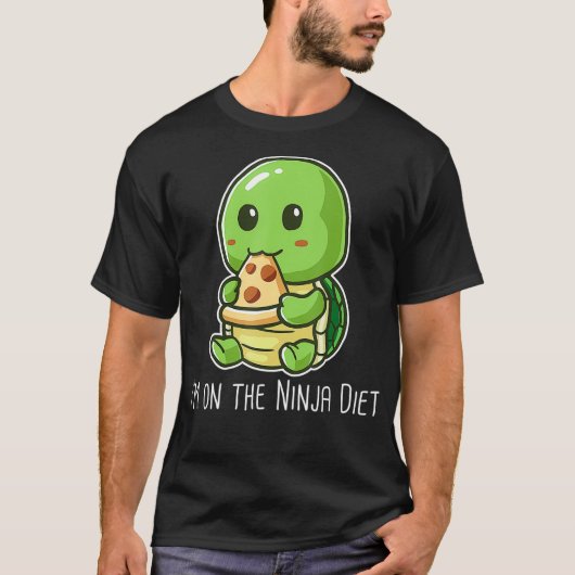 Im On The Ninja Diet Funny Turtle Eating Pizza T-shirt (Voorkant)