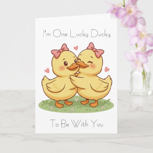 I'm One Lucky Ducky Valentine's Day Card Kaart (Orchidee)