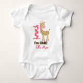Im ONE Pink Giraffe 1e verjaardag Creeper Bodysuit (Voorkant)