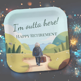 I'm Outta Here Retirement Party Retro Papieren Bordje