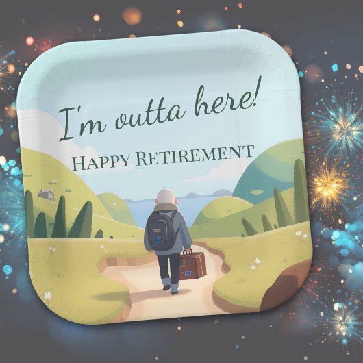 I'm Outta Here Retirement Party Retro Papieren Bordje