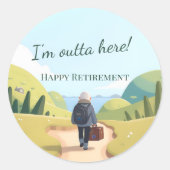 I'm Outta Here Retirement Party Retro Ronde Sticker (Voorkant)