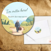 I'm Outta Here Retirement Party Retro Ronde Sticker