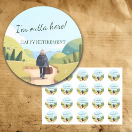 I'm Outta Here Retirement Party Retro Ronde Sticker