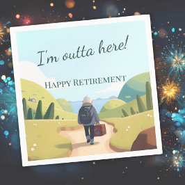 I'm Outta Here Retirement Party Retro Servet