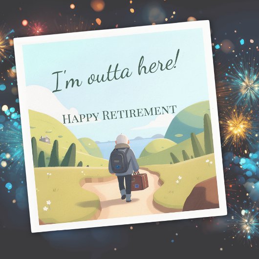 I'm Outta Here Retirement Party Retro Servet