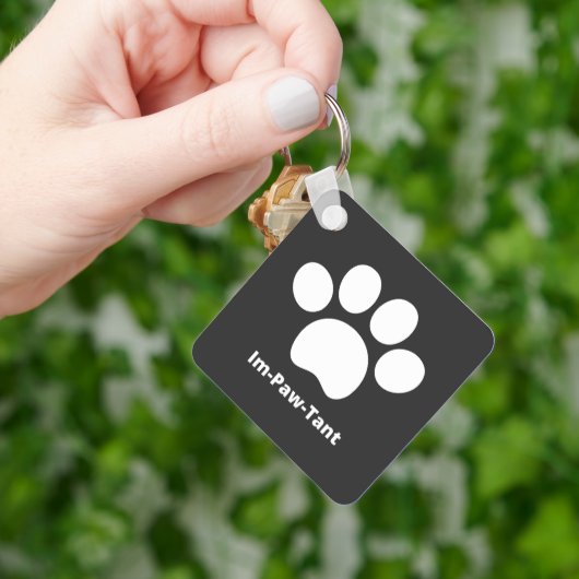IM-PAW-Tant Vierkante Aluminium Sleutelhanger (Hand)
