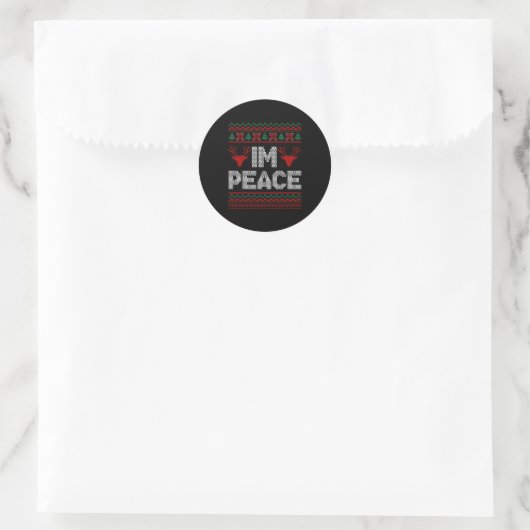 I'm Peace Couple Matching Christmas Ugly Sweater  Ronde Sticker (Tas)