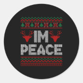 I'm Peace Couple Matching Christmas Ugly Sweater Ronde Sticker (Voorkant)