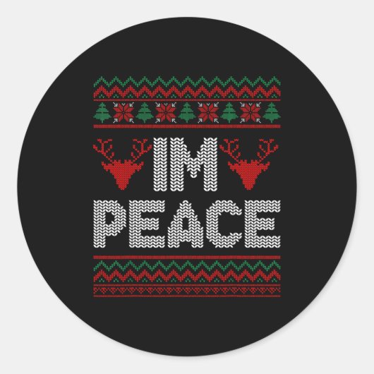 I'm Peace Couple Matching Christmas Ugly Sweater Ronde Sticker (Voorkant)