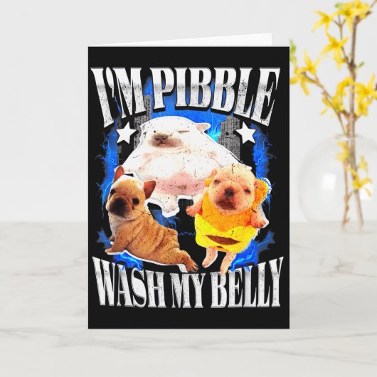 Im Pibble Was Mijn Buik Franse Bulldog  Kaart (Gele Bloem)