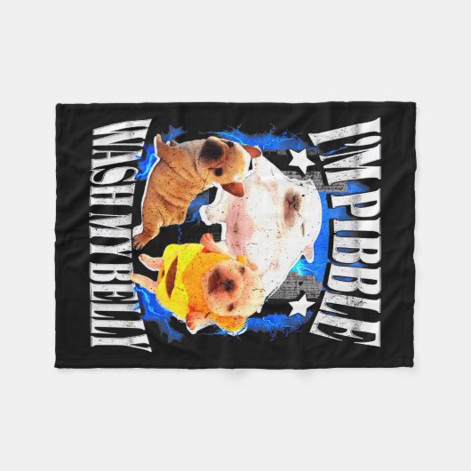 Im Pibble Wash My Belly Frenchie Bulldog  Fleece Deken (Voorkant (Horizontaal))